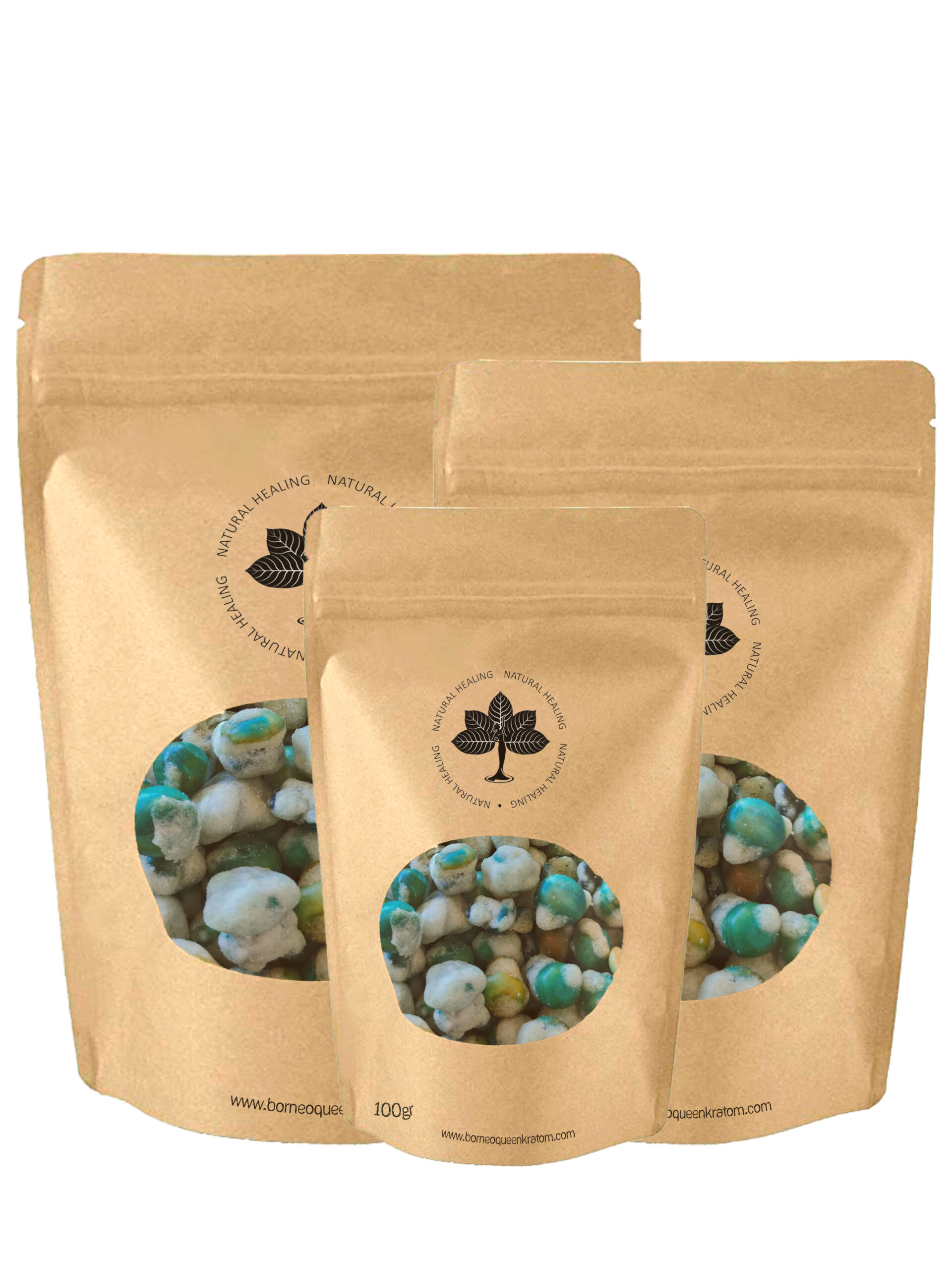 100 grams Package of Garlic Green Peas snack from Borneo Queen Kratom Natural Healing
