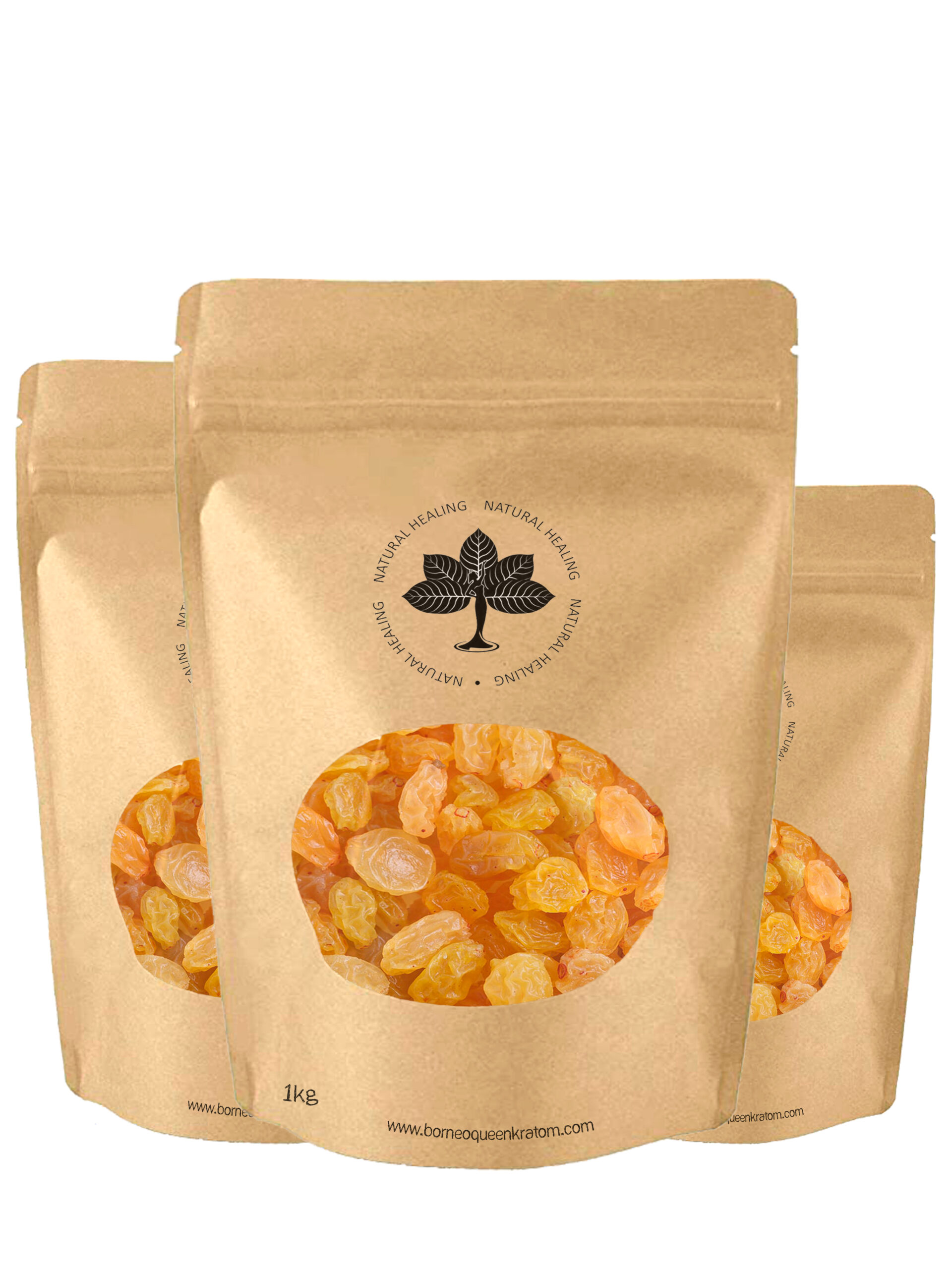 1 kilogram Package of Golden Raisins from Borneo Queen Kratom Natural Healing