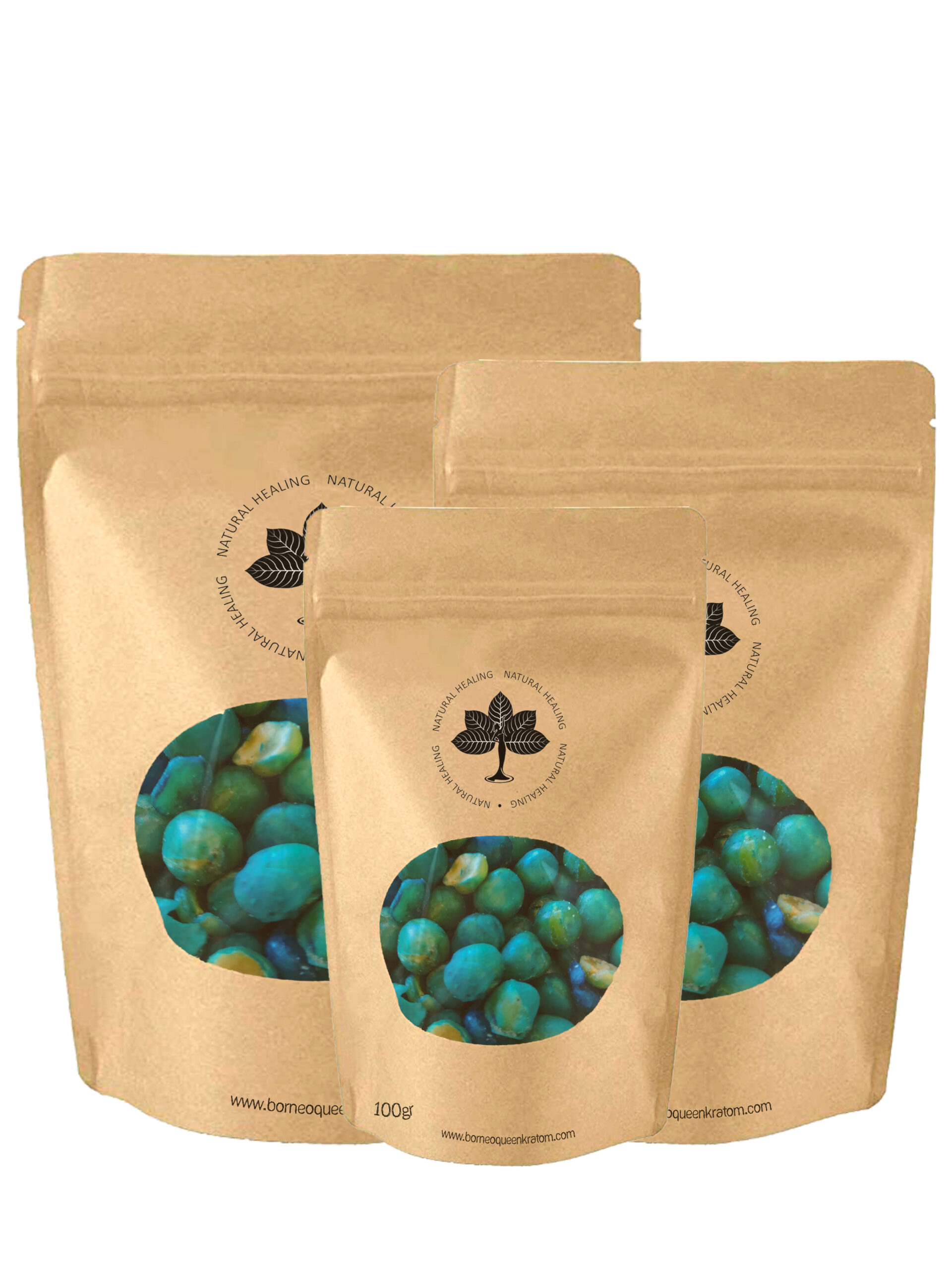 100 grams Package of Green Peas snack from Borneo Queen Kratom Natural Healing